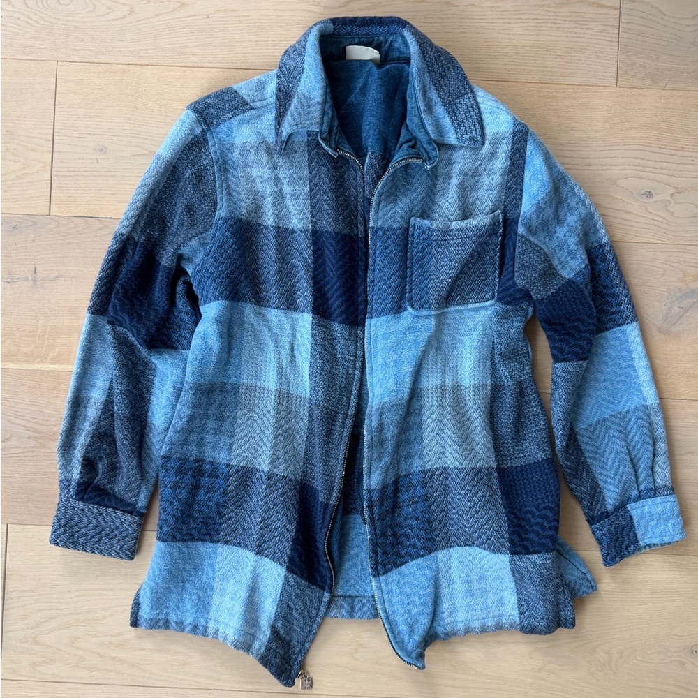 vintage blue plaid shirt jacket